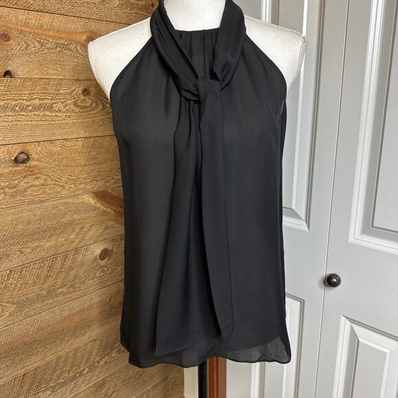 L'Agence Black High neckline tie front sleeveless top Size Small NWT - Picture 1 of 4